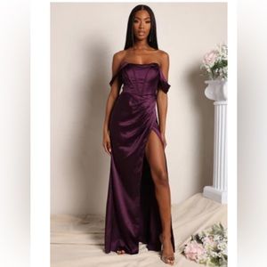 NWT XS Purple Off the Shoulder MaXi Dress